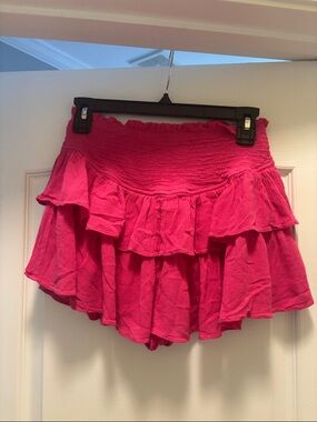 Mustard Seed Pink Ruffled Mini Skirt